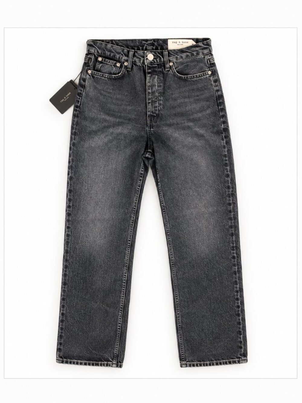 rag & bone Alex High-Rise Straight Jeans 28 NWT Dekalb Black 100% Cotton